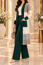 AA 011 Colour Block Longline Knit Cardigan set