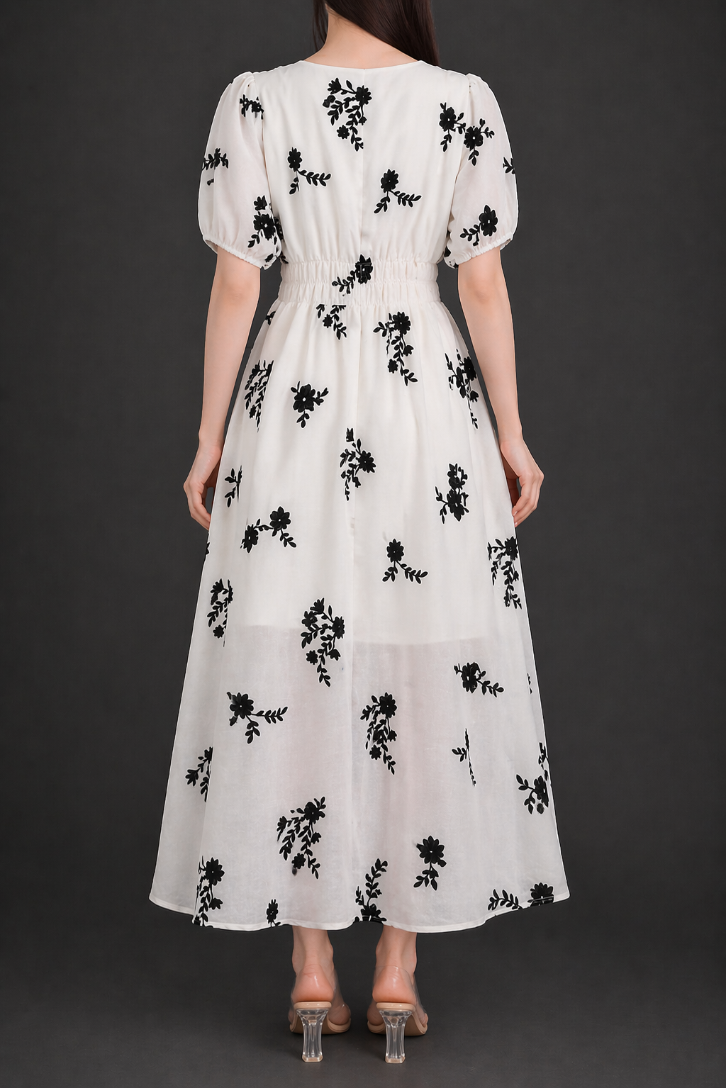 Noir Petal Grace Dress