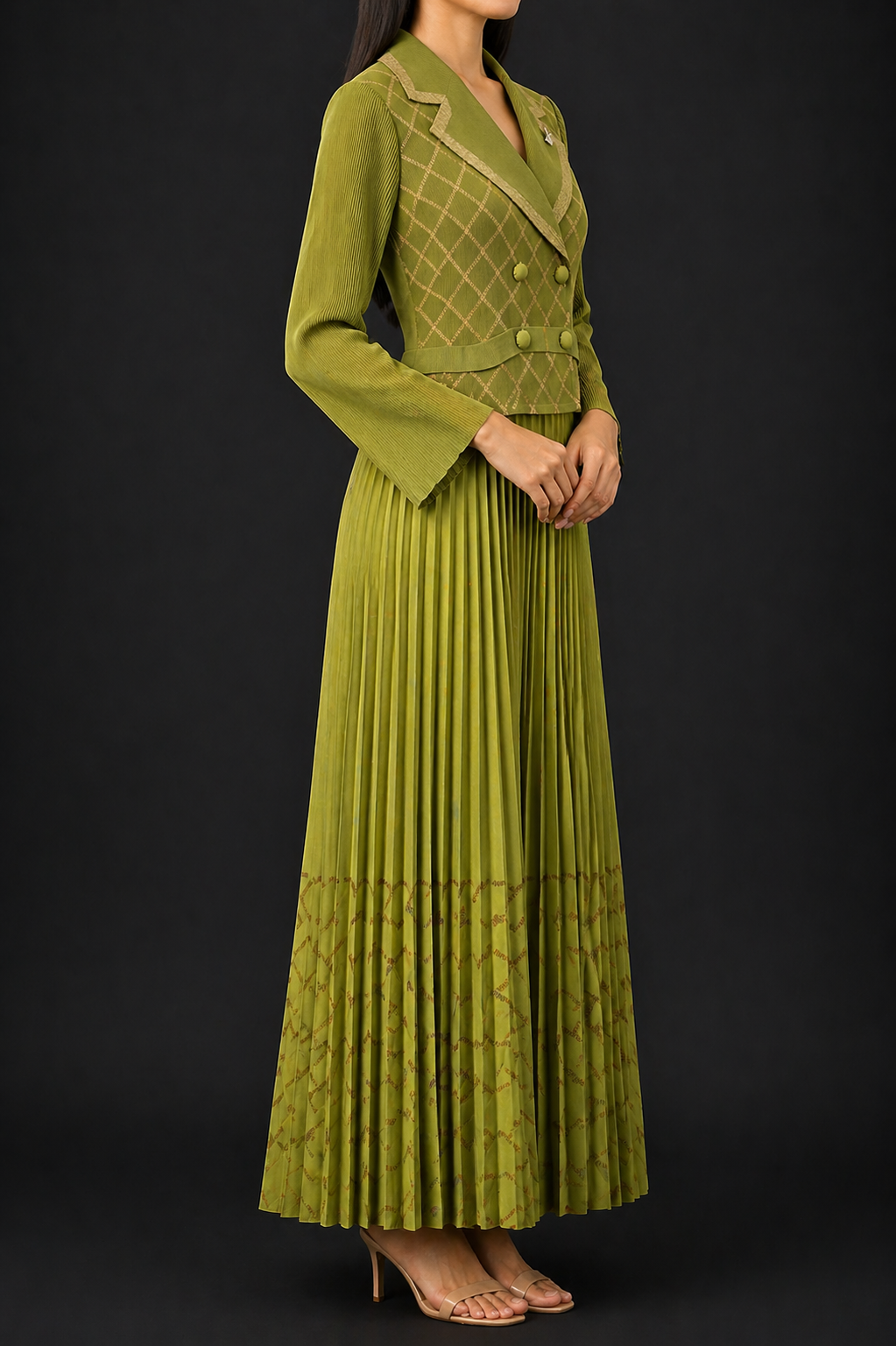 Green Grace Pleated Dress