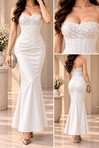AA 0111 Elegant Sequin Corset Mermaid Maxi Dress