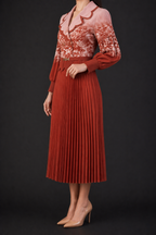 Rust Rose Pleated Dress