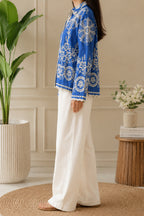 AA 102 Embroidered Denim-Feel Shirt Top