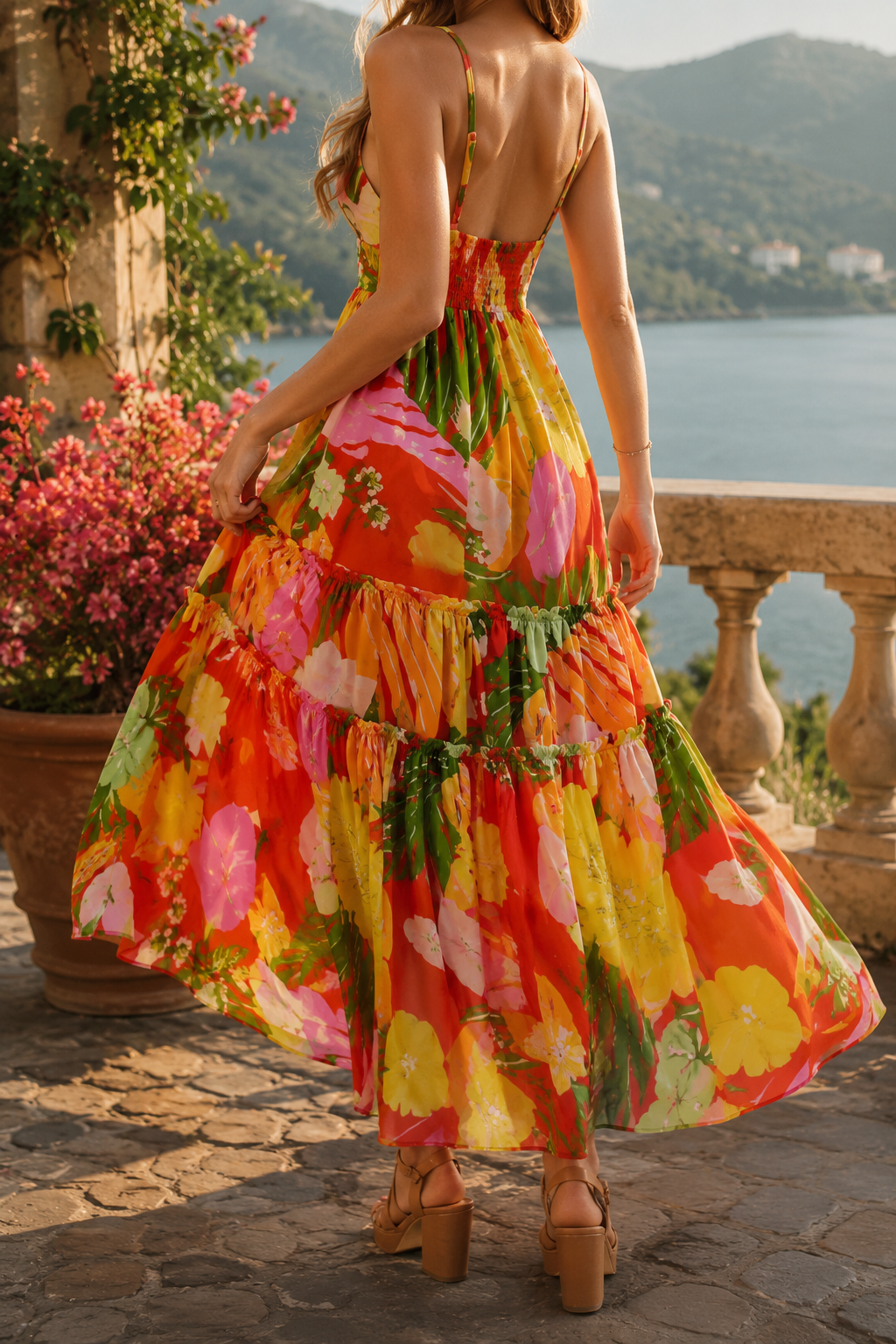 AA 0112C Sunset Tropicana Maxi Dress