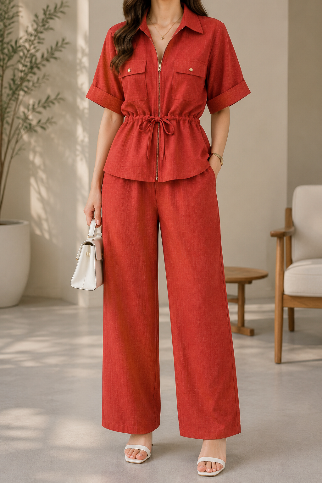 AA 0111F Breeze Linen Co-ord Set