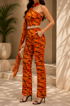 AA 0113C Fuchsia One-Shoulder Jumpsuit
