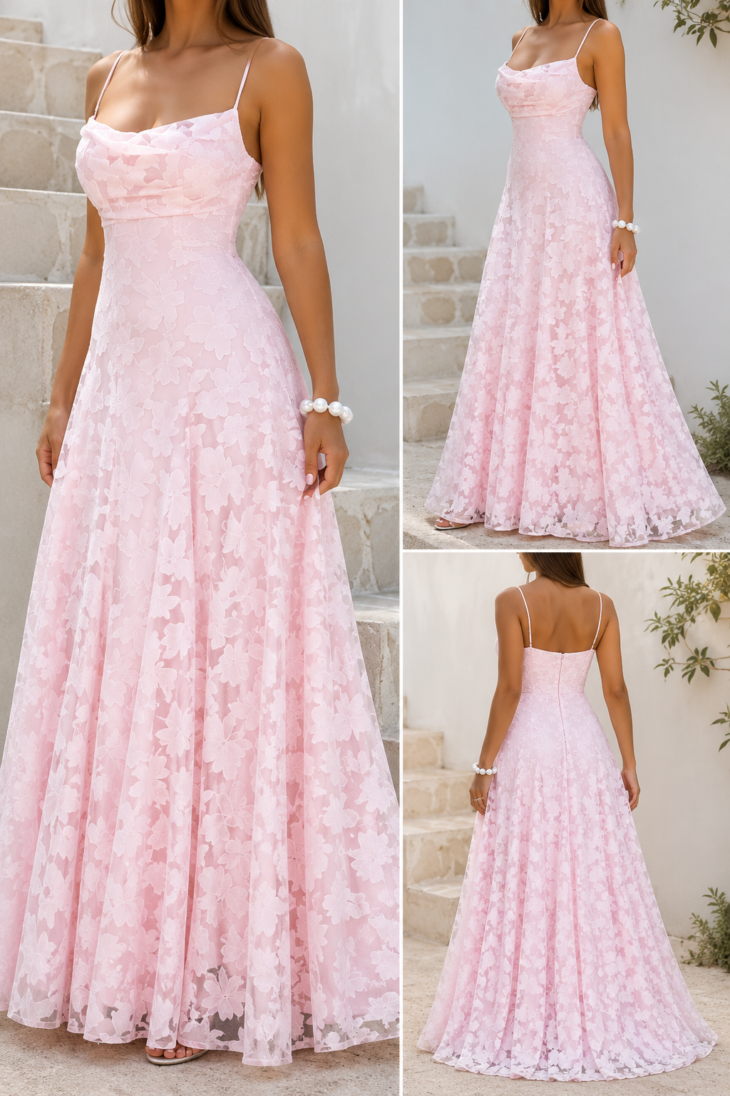 AA 0112C Blossom Lace Evening Gown