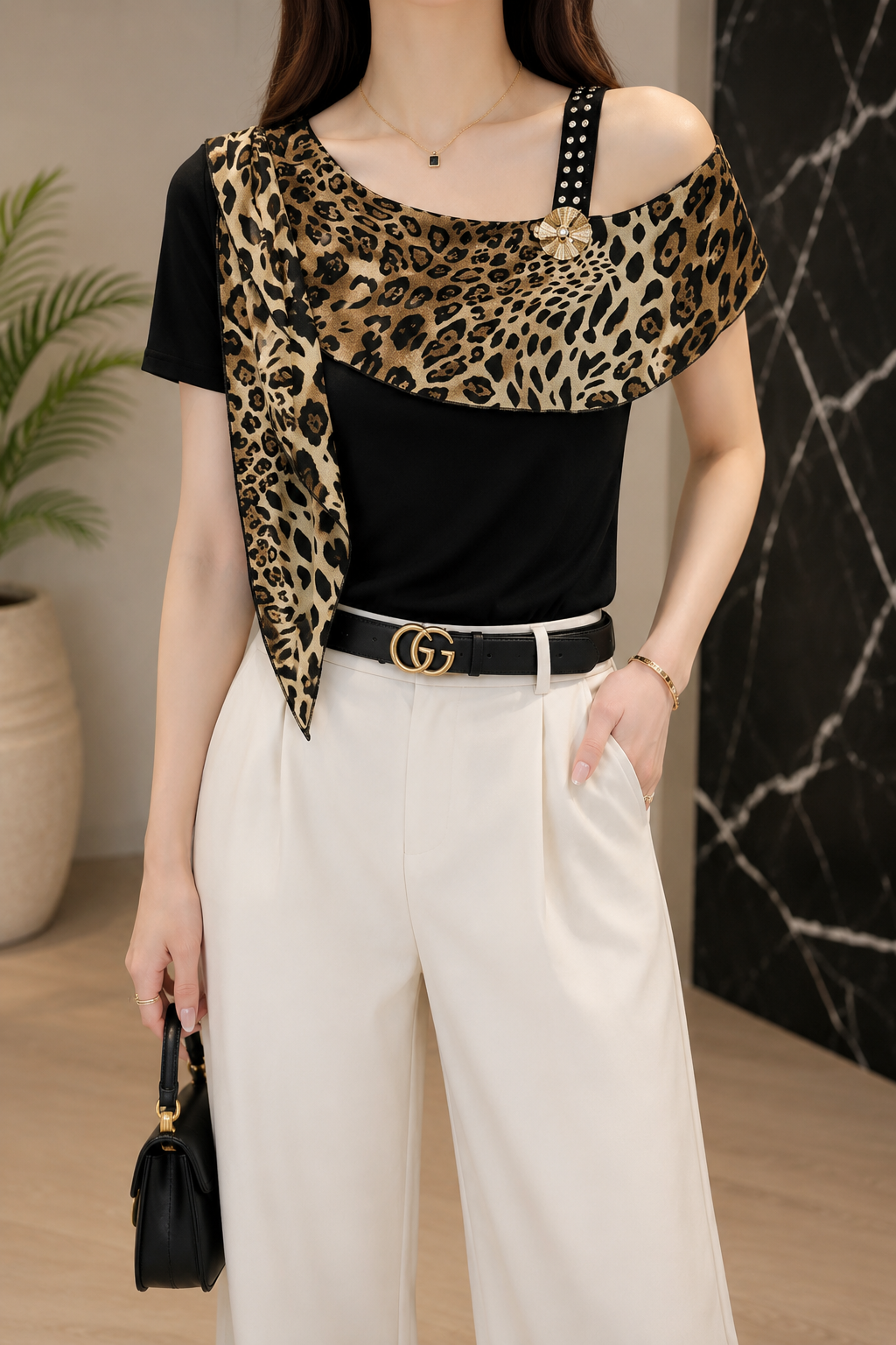 AA 0111F Wild Elegance Draped Top