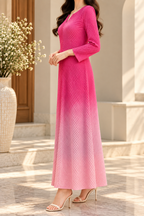 AA 0111 Hot Pink Pleated Flare Dress