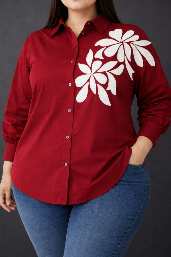 Crimson Flower Shirt