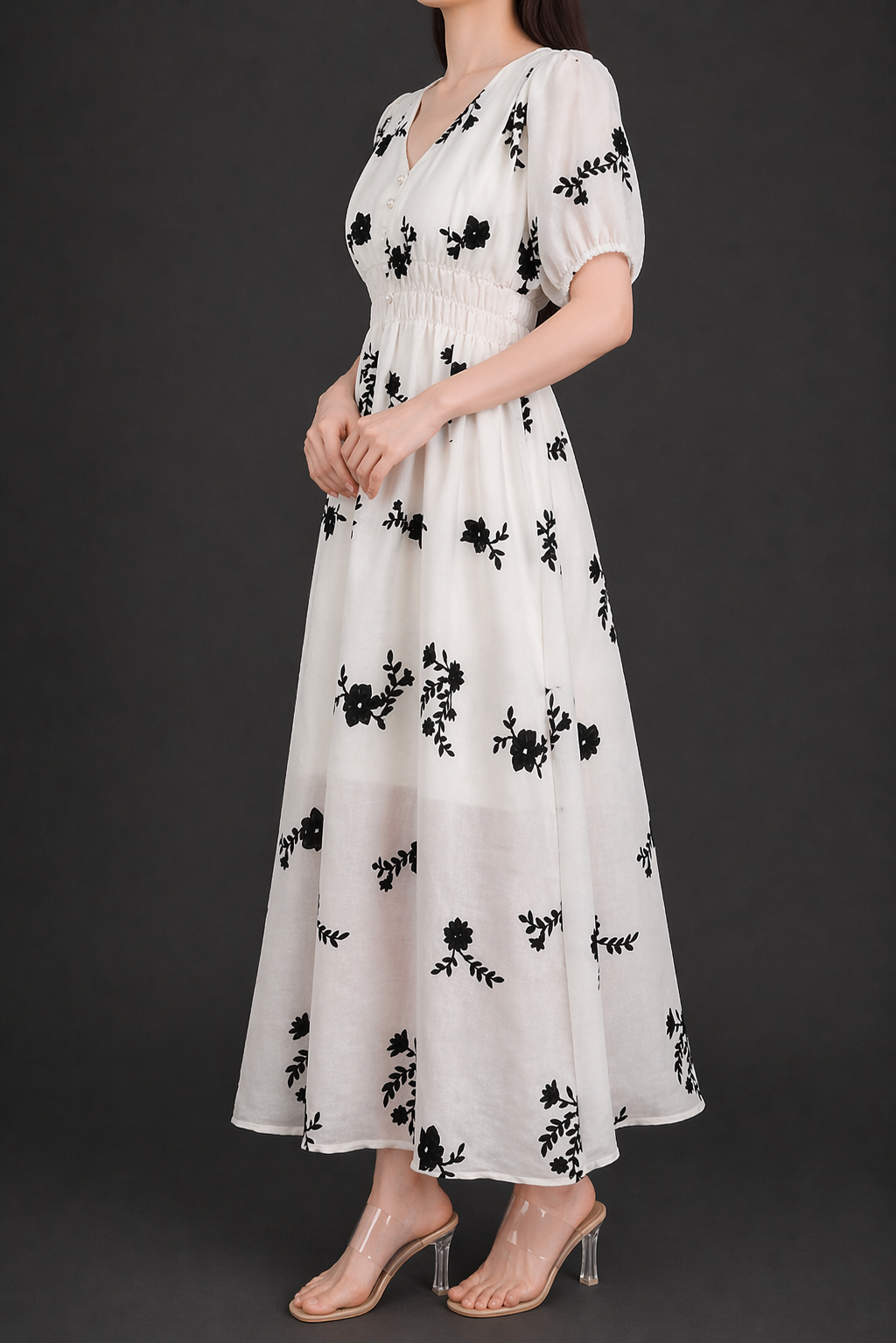 Noir Petal Grace Dress