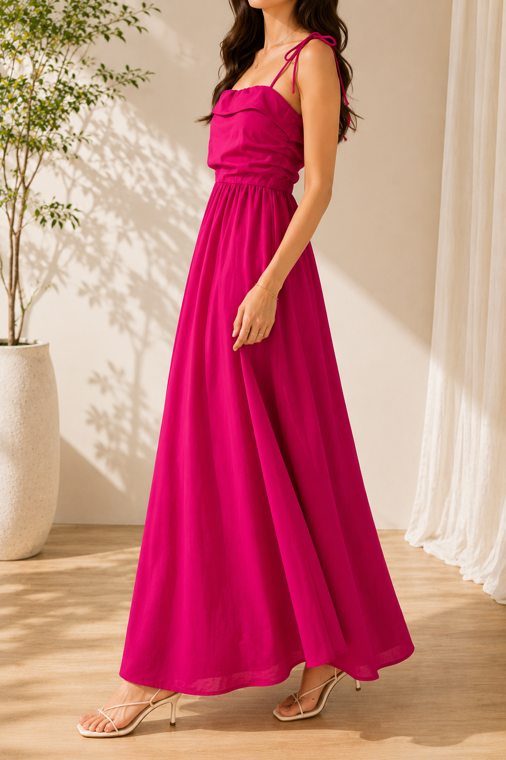 AA 0112C Tie-Strap Maxi Dress