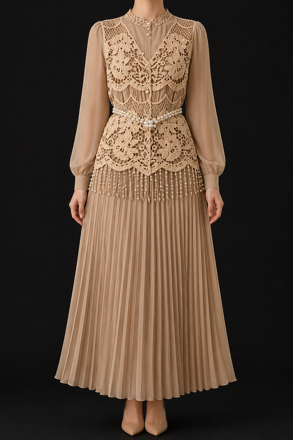 AA 0120 Pearl Luxe Lace Dress