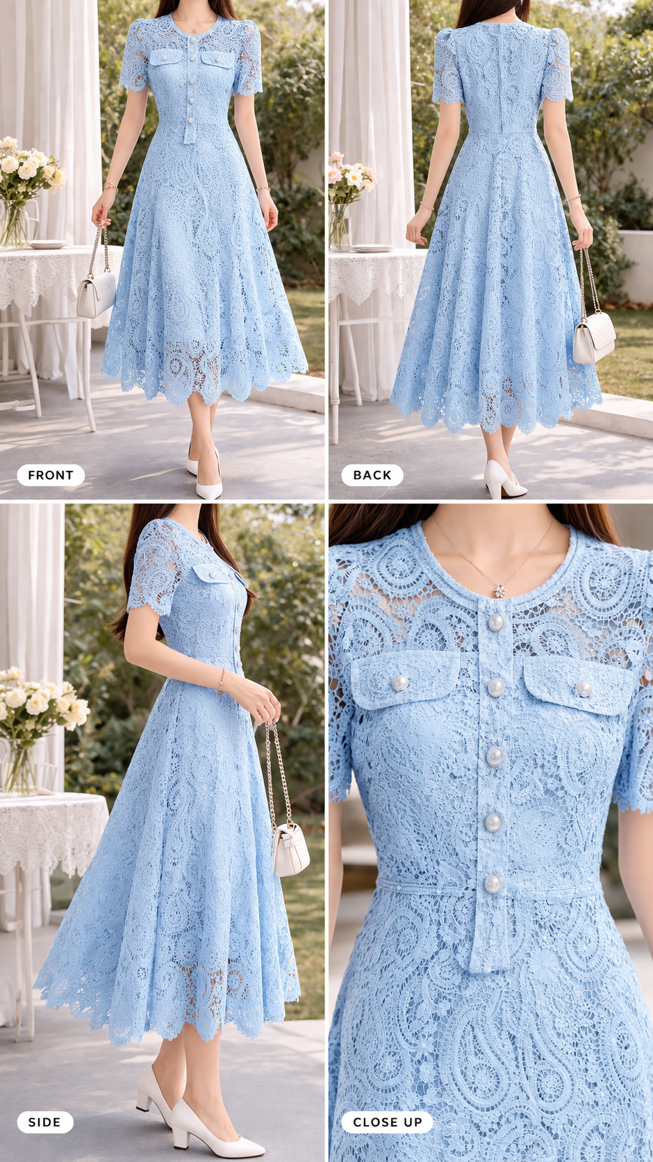 AA-0189 Soft Pearl Lace Midi