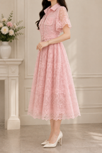 AA 0111F Sunlit Lace Elegance Midi Dress