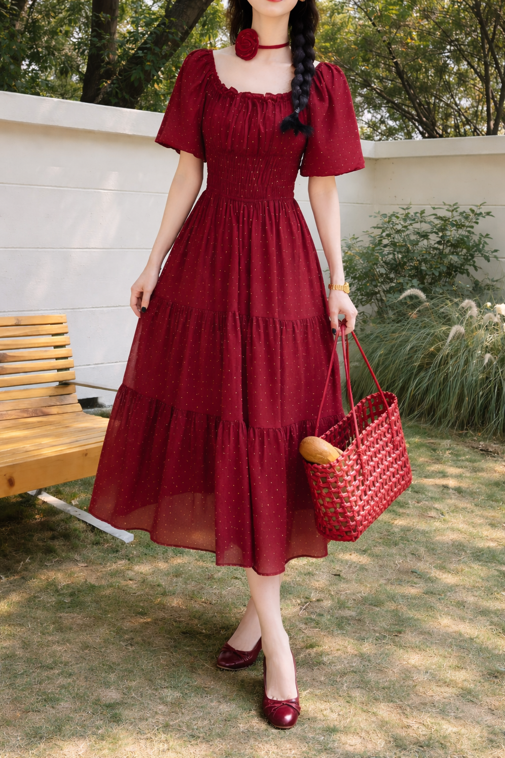 AA-0568 Cherry Charm Tiered Dress