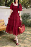 AA-0568 Cherry Charm Tiered Dress