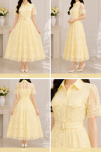 AA 0111F Sunlit Lace Elegance Midi Dress