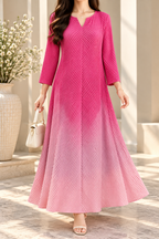 AA 0111 Hot Pink Pleated Flare Dress