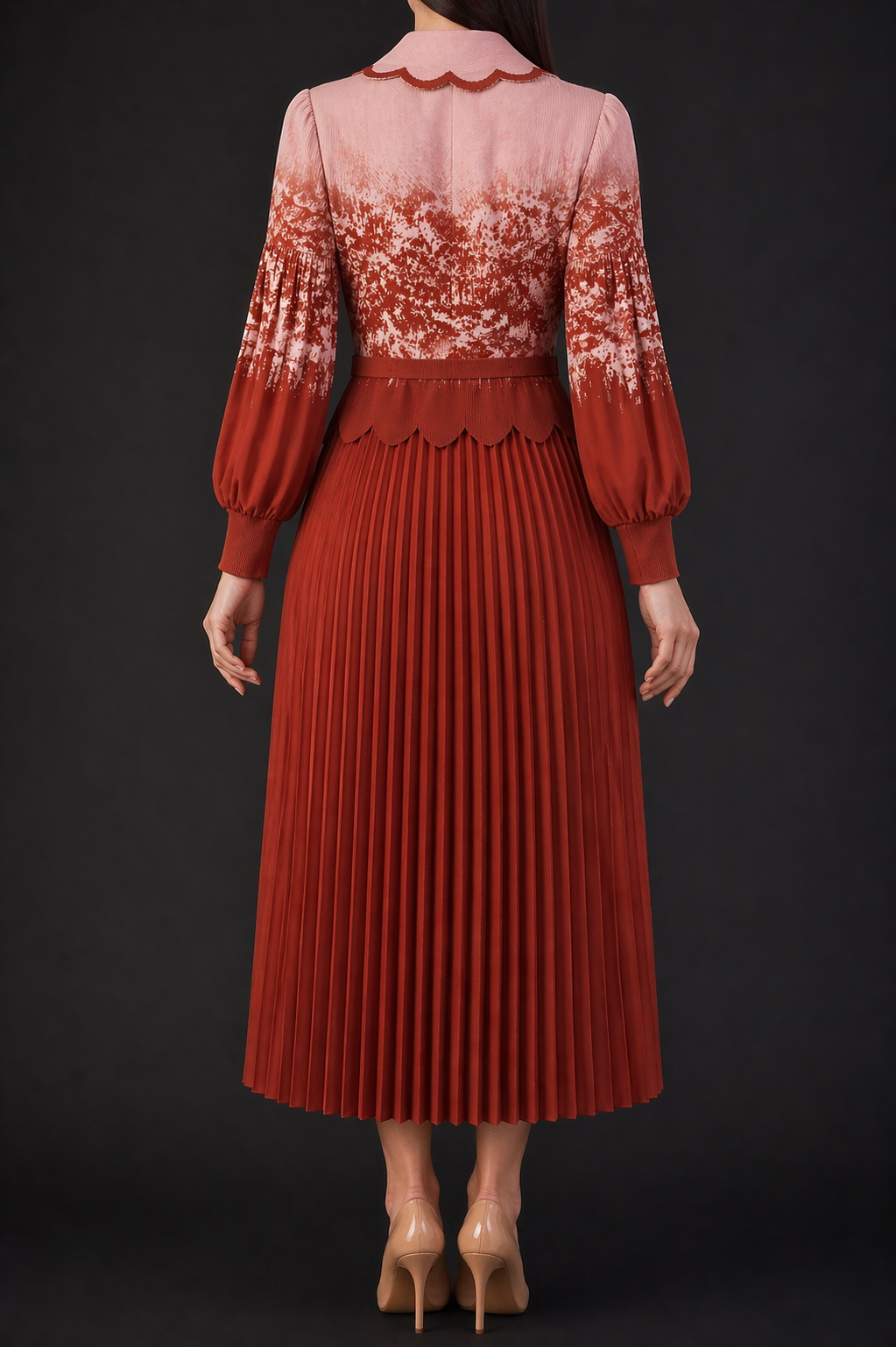 Rust Rose Pleated Dress