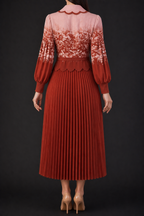 Rust Rose Pleated Dress