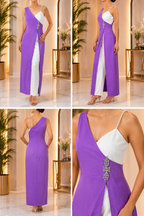 AA 0112C Sunset Glam Asymmetrical Maxi Dress