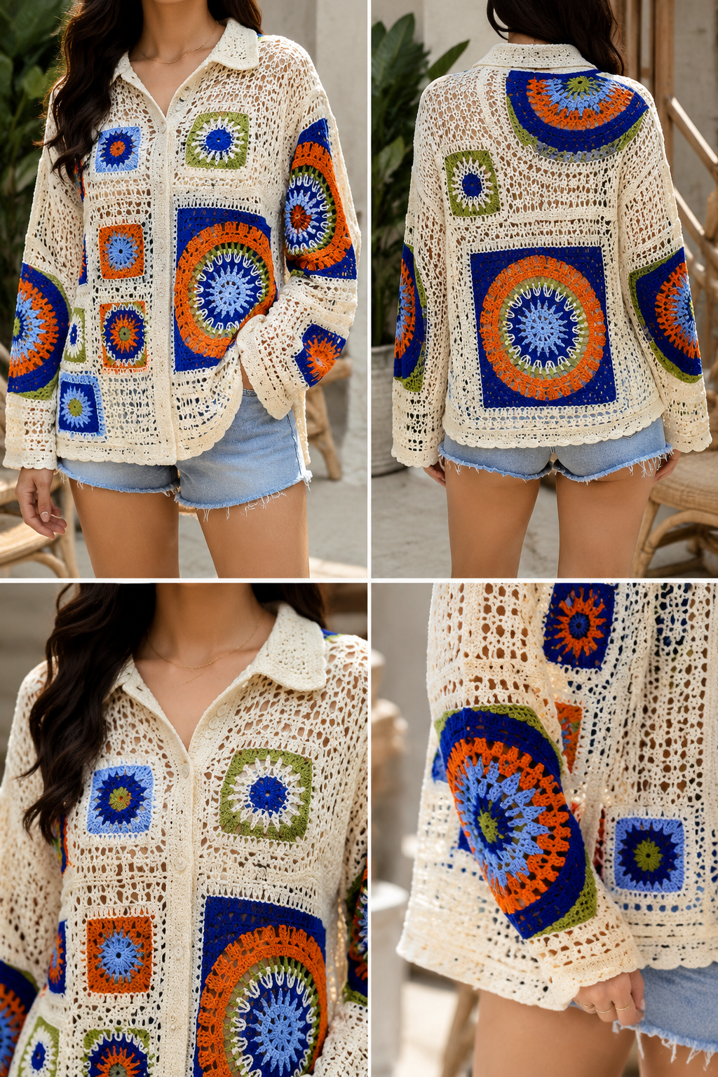 AA 142 Boho Patch Crochet Top