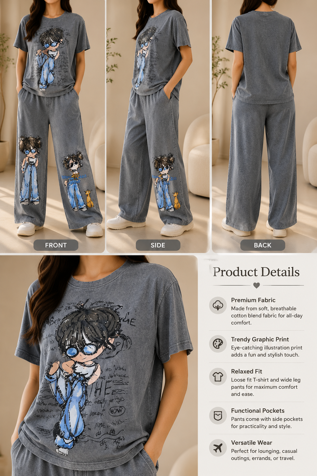 AA 0111C Cartoon Lounge Co-Ord Set