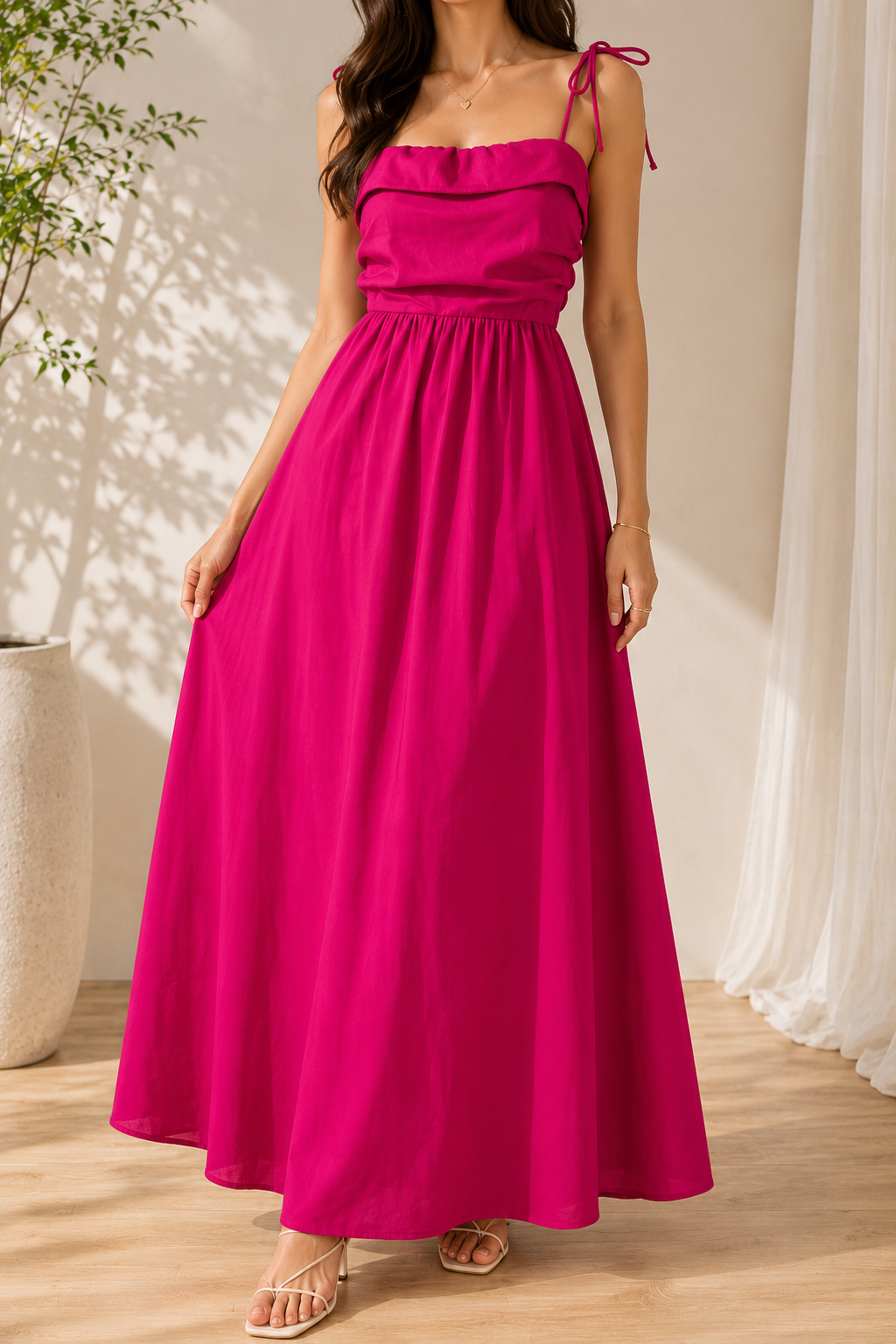 AA 0112C Tie-Strap Maxi Dress