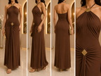 AA 0112C Luxe Halter Maxi Gown