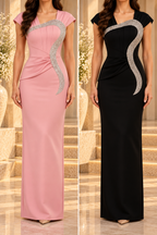 Scarlet Glam Rhinestone Evening Gown