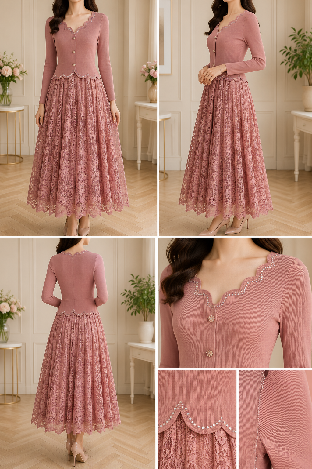 AA 0112F Elegance Lace Magic Maxi Dress