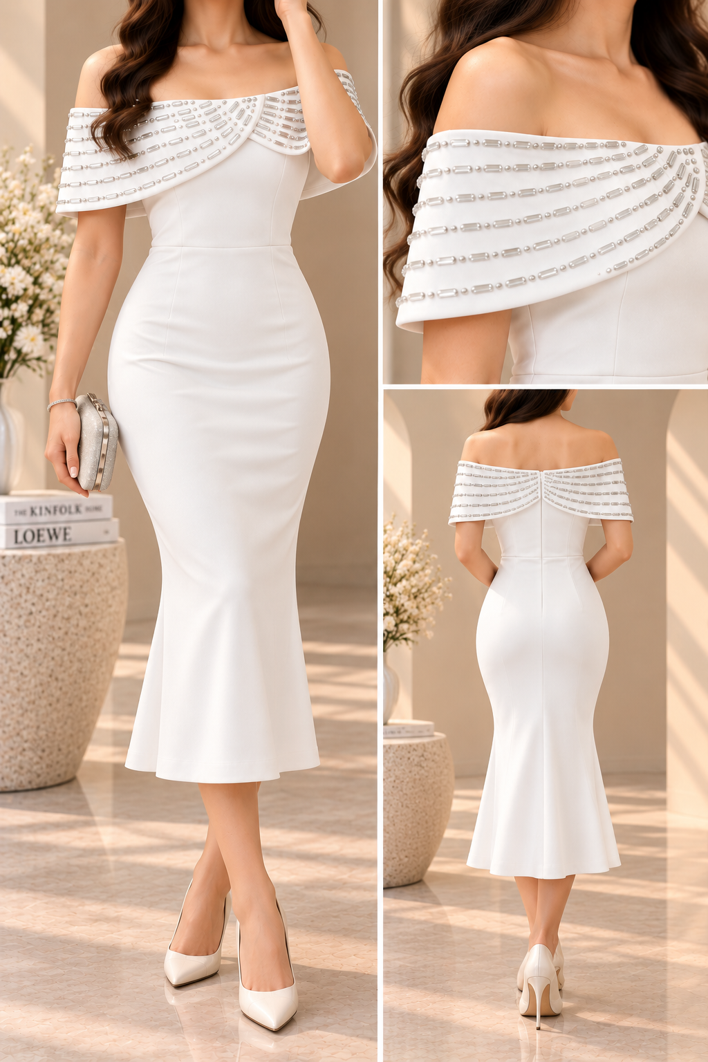AA 0111 Black Embellished Off-Shoulder Mermaid Gown