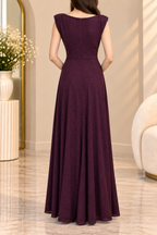 AA 0111 Sparkle Draped Waist Maxi Dress