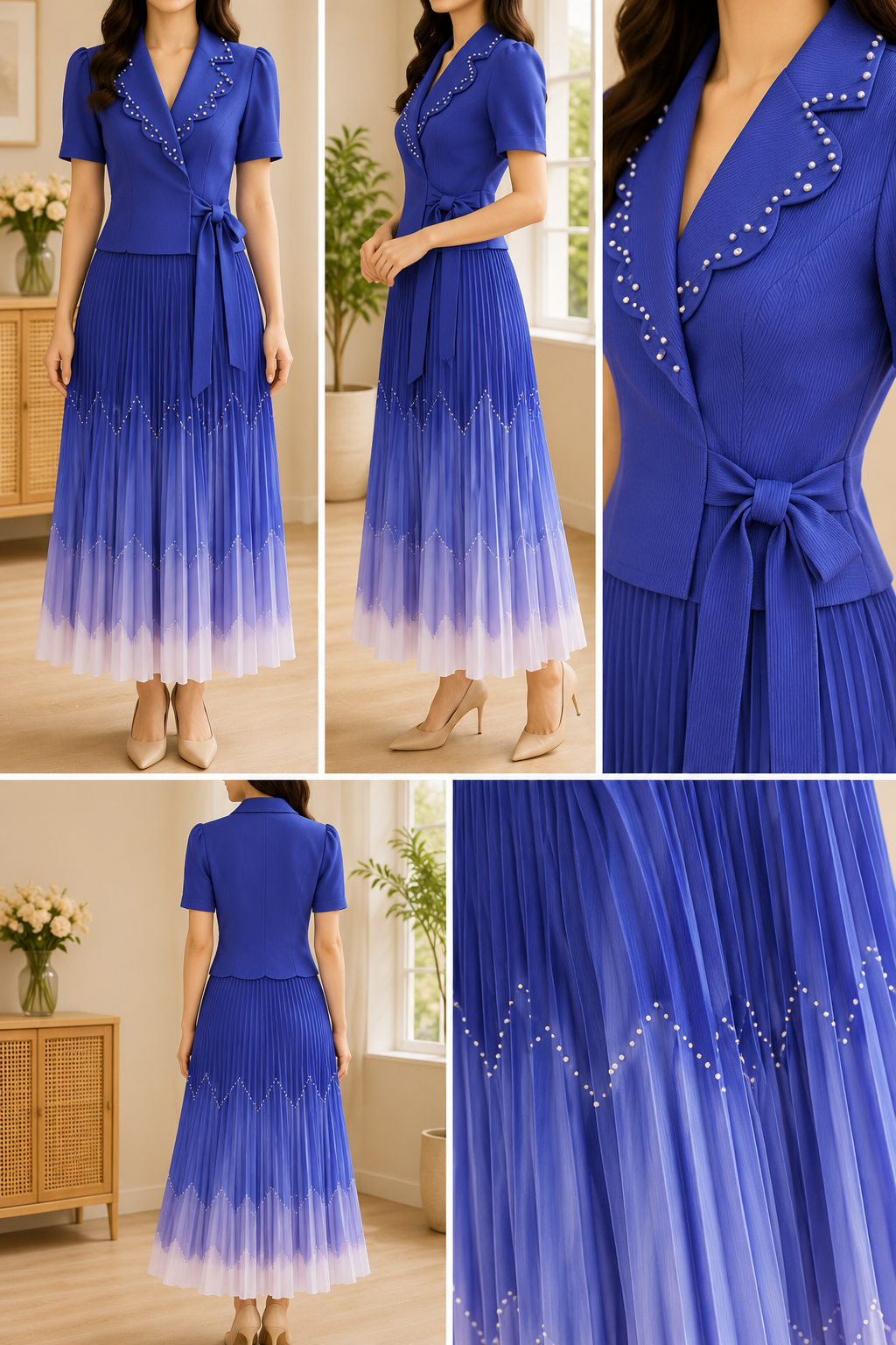 AA 0112F Pearl Luxe Magic Pleated Dress