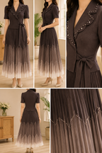 AA 0112F Pearl Luxe Magic Pleated Dress