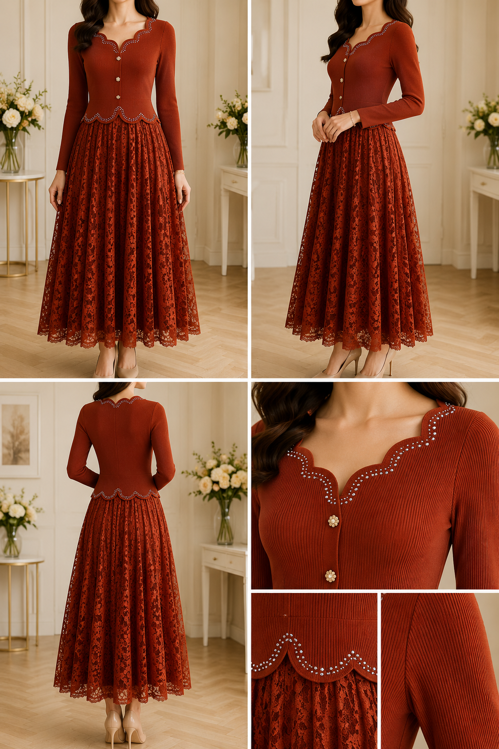 AA 0112F Elegance Lace Magic Maxi Dress