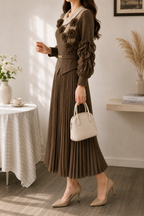 AA 0111  Flower Floral Pleated Dress