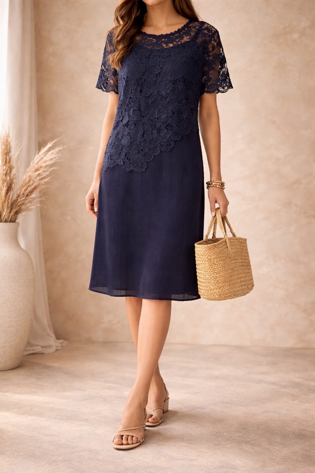 Azure Lace Elegance Dress