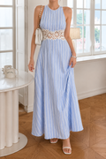 AA 0112C Sky Blossom Lace Maxi Dress