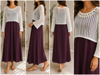 AA 0112F Breeze Crochet Overlay Maxi Dress