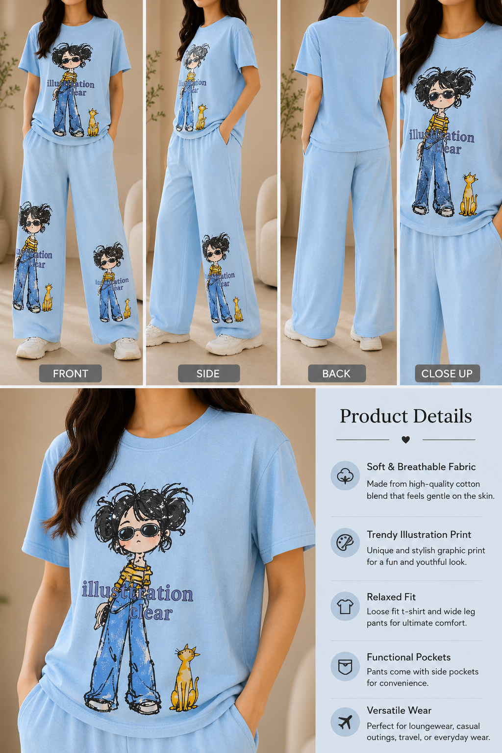 AA 0111C Cartoon Lounge Co-Ord Set