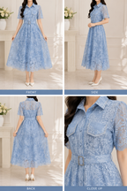 AA 0111F Sunlit Lace Elegance Midi Dress
