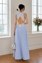 AA 0112C Sky Blossom Lace Maxi Dress