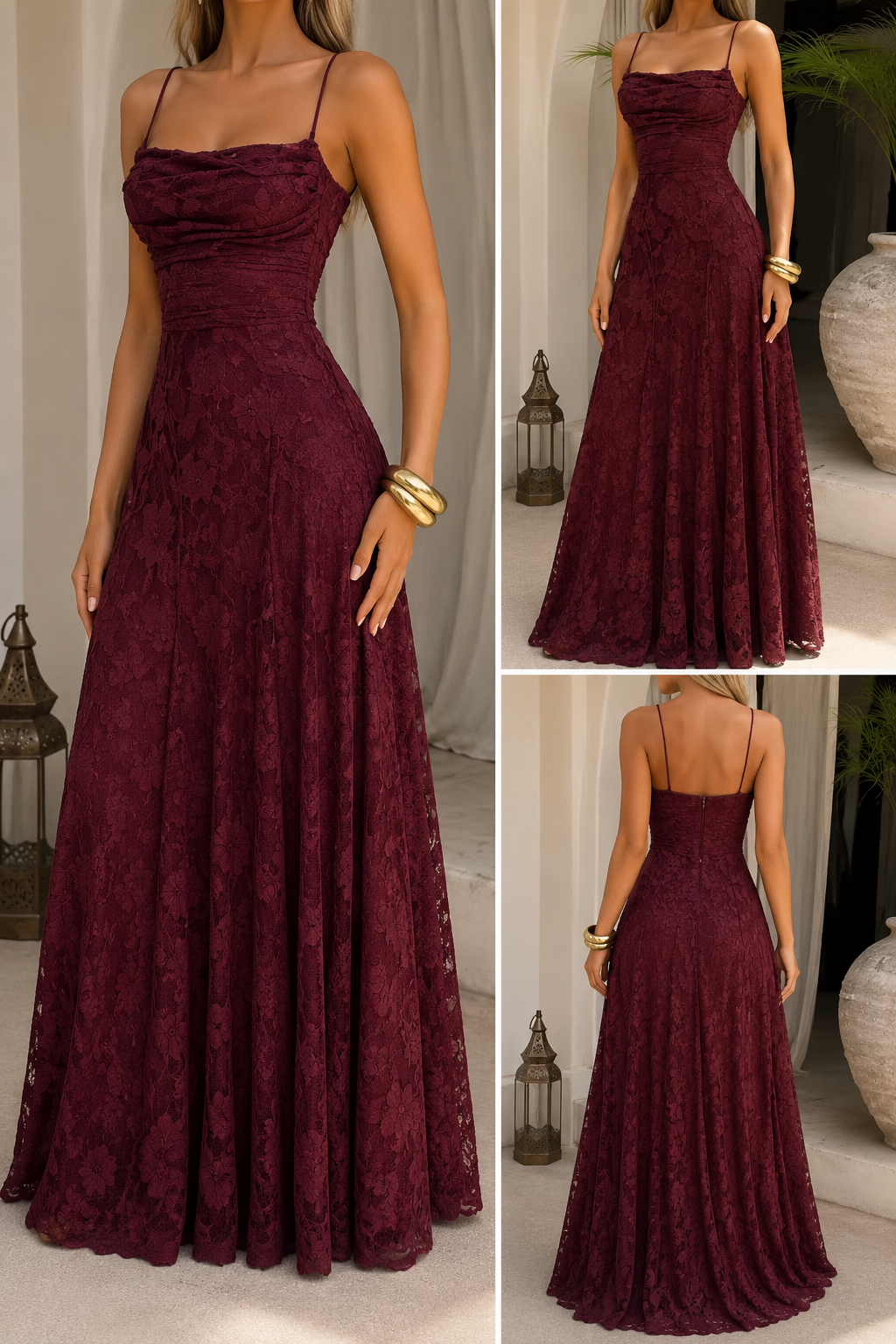 AA 0112C Blossom Lace Evening Gown