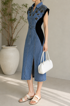 AA 0111C Bloom Denim Midi Dress