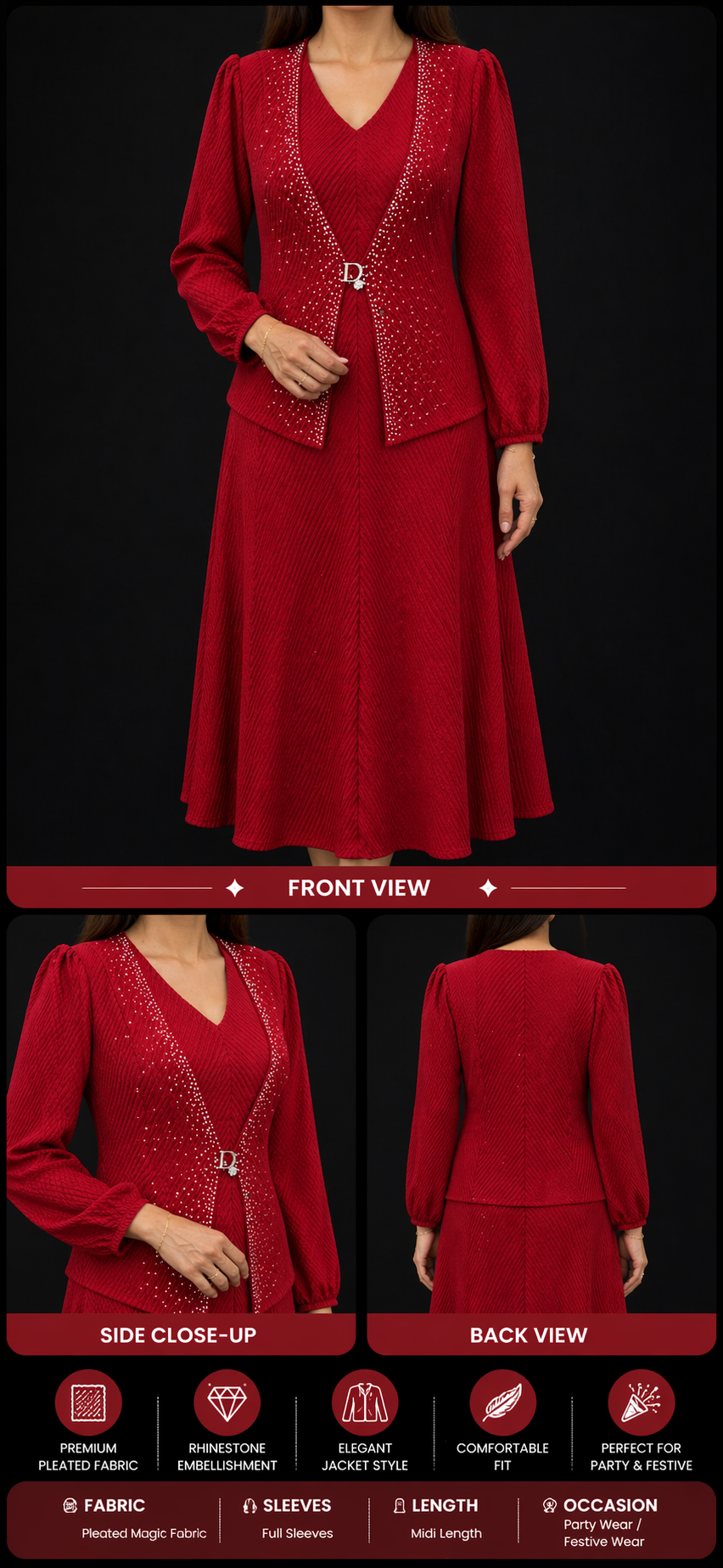 Fiery Elegance Co-ord Dress