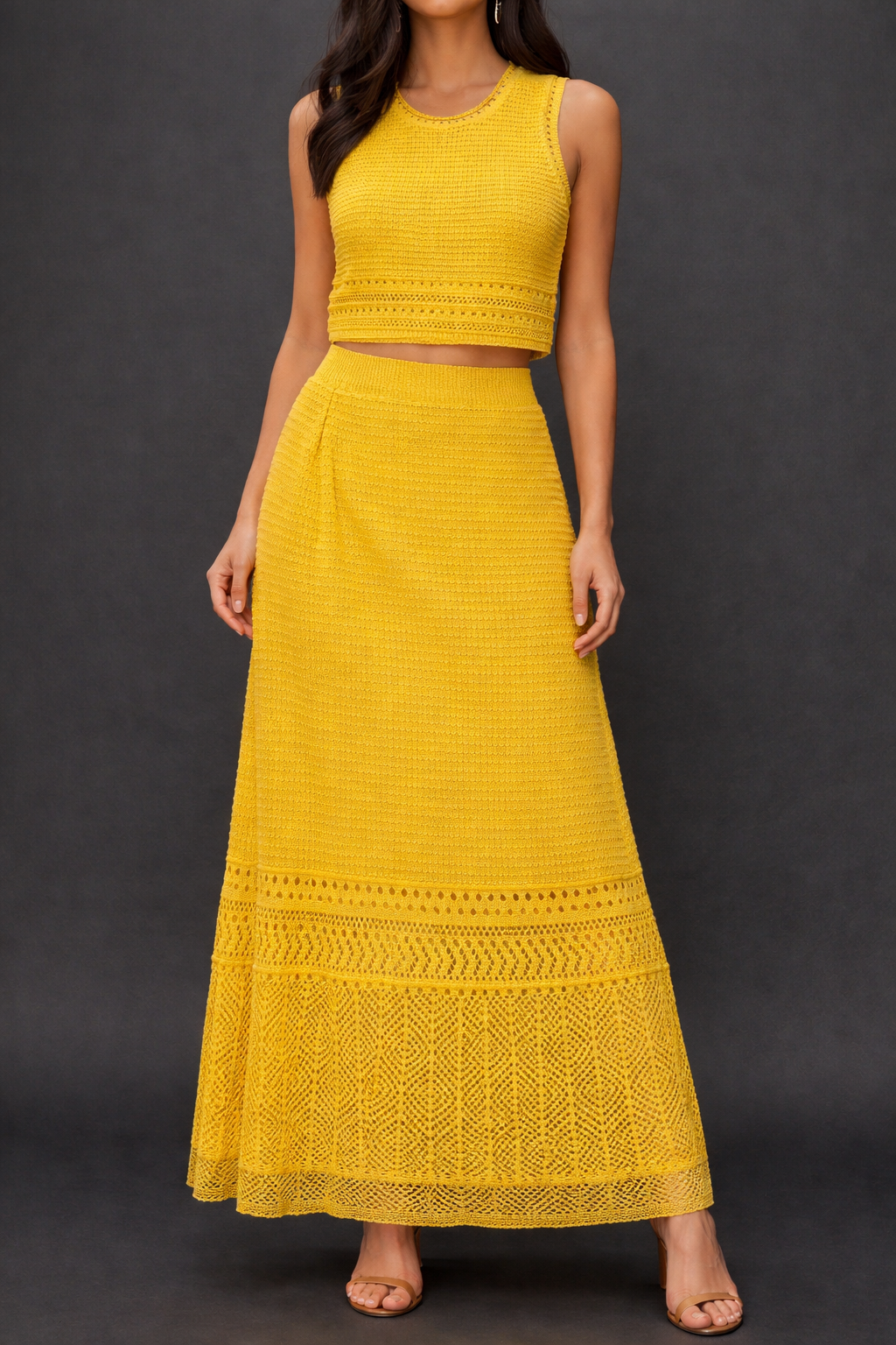 AA 0111F Mustard Crochet Elegance