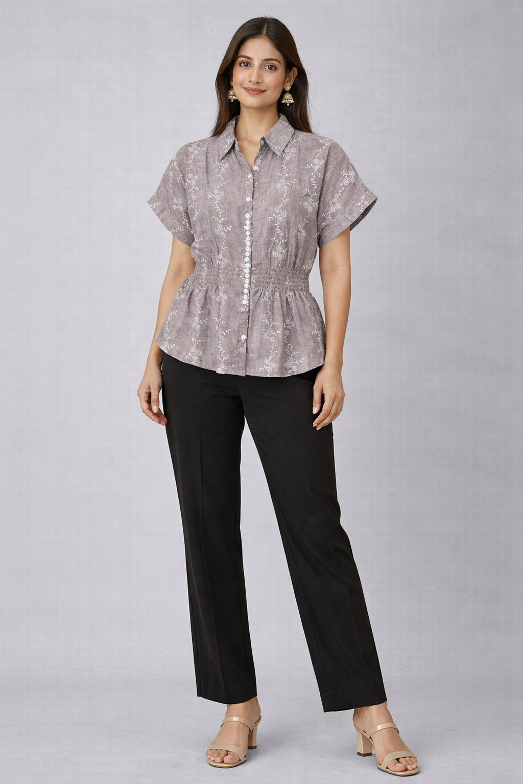 AV9910-Lavender Meadow Smocked Top