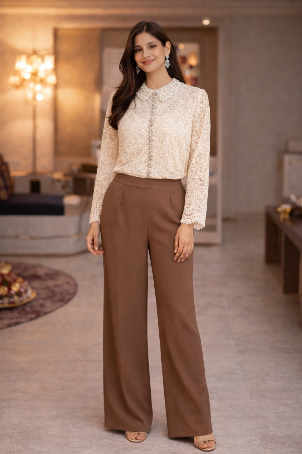 Pearl Blossom Lace Top