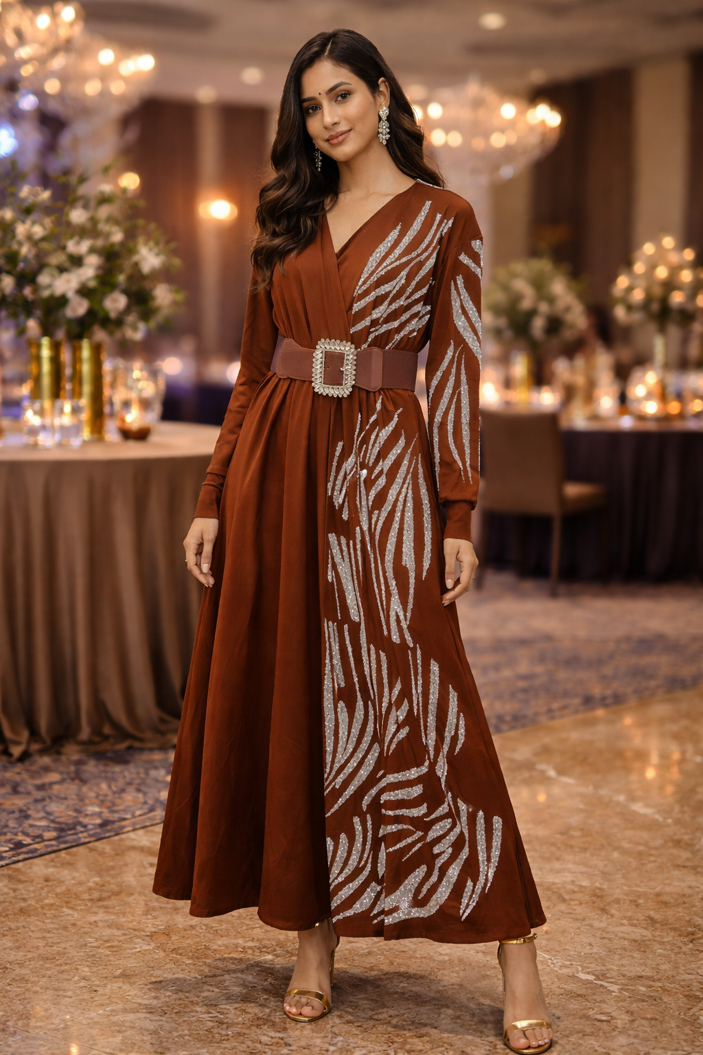 AL5231-Rust Ember Statement Gown
